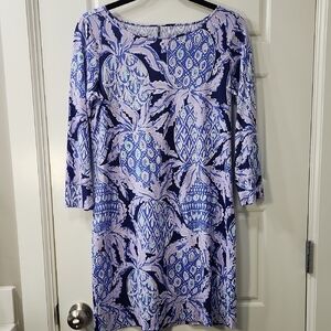 Lily Pulitzer Blue and Purple Pineapple Print Dress - Small